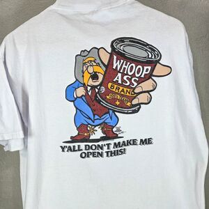 Vintage 1996 Whoop Ass Brand Texas Cowboy Cartoon Graphic T-Shirt Sz XL